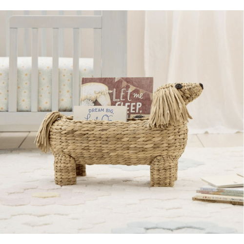 woven dachshund book caddy | West Elm