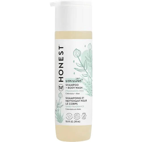 The Honest Company 2-in-1 Cleansing Shampoo + Body Wash | Gentle for Baby | Naturally Derived, Tear-free, Hypoallergenic | Fragrance Free Sensitive, 10 fl oz