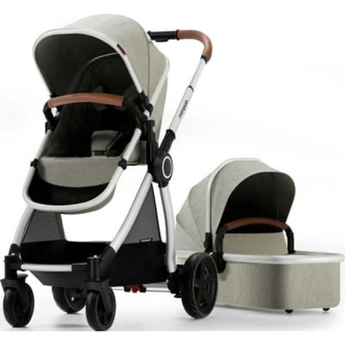 Mompush Ultimate2 Baby Stroller with Bassinet and Adjustable Seat, Khaki, 25LB, Unisex