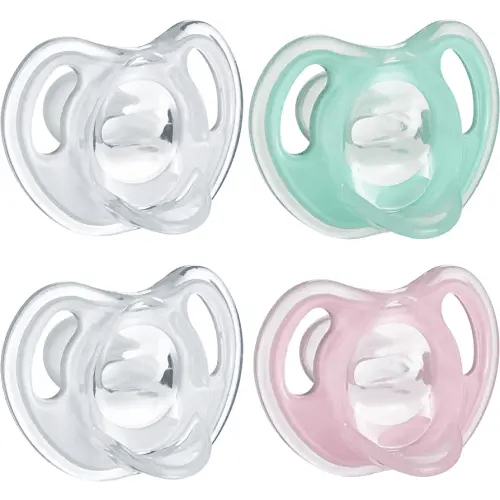 Tommee Tippee Ultra-Light Silicone Pacifier, Symmetrical One-Piece Design, BPA-Free Silicone Binkies, 0-6m, 4-Count