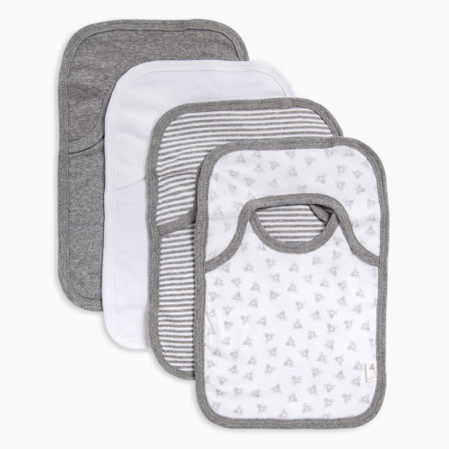 Burt's Bees Baby Organic Lap Shoulder Bib (4 Pack) - Heather Grey