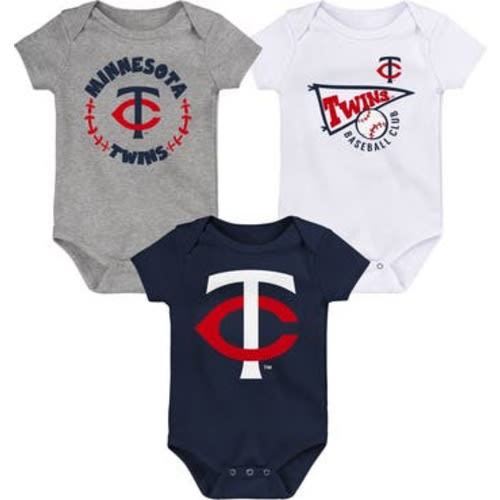Newborn & Infant Navy/White/Heather Gray Minnesota Twins Biggest Little Fan 3-Pack Bodysuit Set, 6-9 M