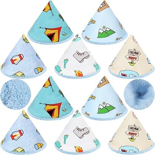 Timgle 10 Pcs Coral Velvet Pee Covers Baby Boy, Strong Water Absorption Pee Shield for Baby Boy, Reusable Pee Cap, Diaper Changing Accessory for Boys Newborn Gift (Camping)