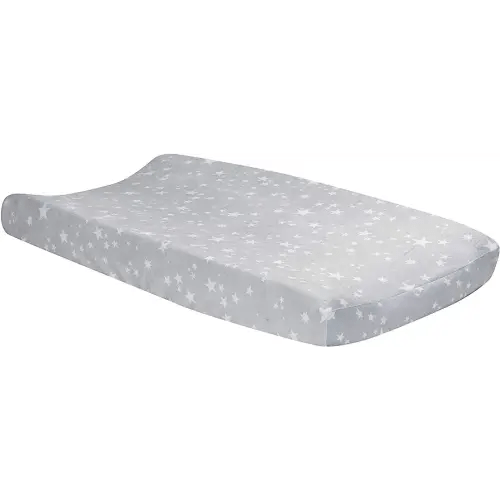 Lambs & Ivy Milky Way Gray/White Stars Minky Baby Changing Pad Cover