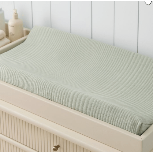 Organic Cotton Matelasse Changing Pad Cover - Celadon