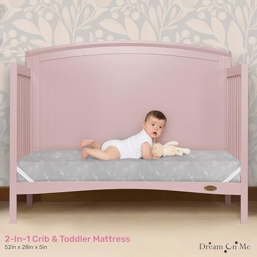 Dream On Me Snooze Crib & Toddler Mattress, Extra Firm Thermo-Bonded Core, Greenguard Gold Certified - Grey