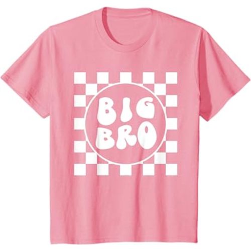 Kids Big Brother Shirt Boy Toddler Big Bro Announcement Checkered T-Shirt