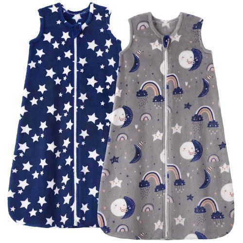 Fleece Baby Sleep Sack 0-6 Months 2.0 Tog Baby Wearable Blanket with 2-Way Zipper Warm Sleeping Sack for Toddler Infant Newborn - Small Blue Grey Pentagram