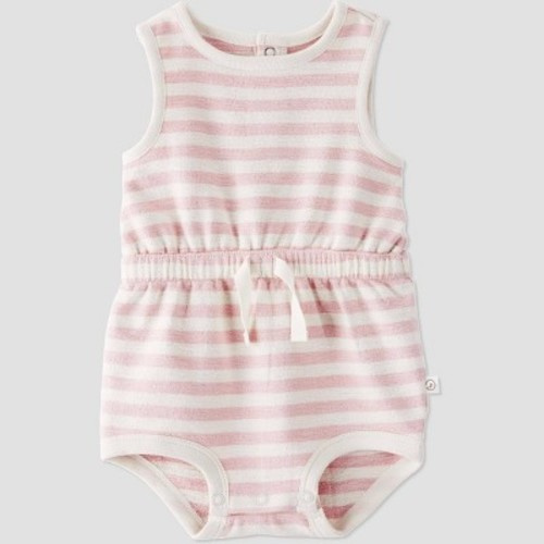 Little Planet by Carter’s Organic Baby Girls' Knit Striped Romper - Pink, Size: Newborn