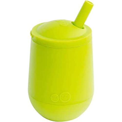 ezpz Mini Cup + Straw Training System - 12 Months+ (Lime) - 100% Silicone Training Cup for Infants + Toddlers - Designed by a Pediatric Feeding Specialist