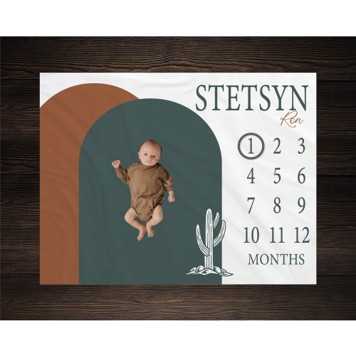 Western Milestone Blanket, Monthly Growth Tracker, Personalized Baby Blanket, Custom Blanket, Baby Shower Gift, New Baby Gift