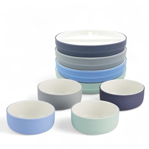 Elk and Friends Kids Porcelain Mealtime Bundle | 7.8" Plates & Bowls | 8 Pcs | Microwave & Dishwasher Safe