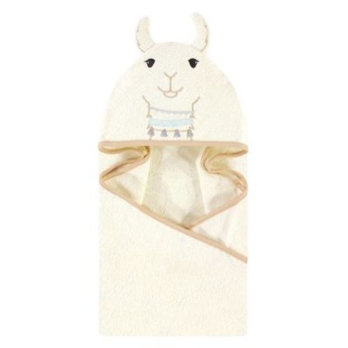 Little Treasure Baby Unisex Cotton Animal Face Hooded Towel, Neutral Llama, One Size