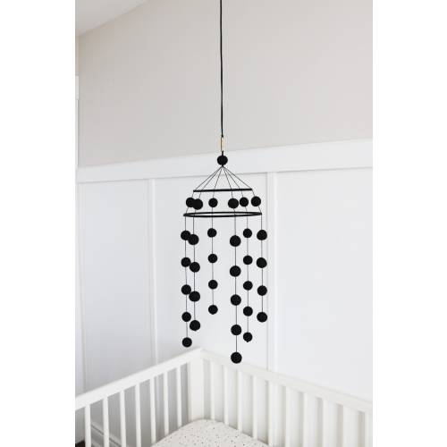 Little Dreamer Black Baby Mobile -Neutral, Nursery Decor, Wool, Felt Ball Mobile, Gender Neutral, Monochromatic, Modern, Minimalist, Moody