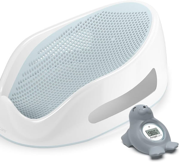 Angelcare Baby Aqua Soft Touch Bath Support & Thermometer Bundle | Newborn Baby Bathtub 0-6 Months | Baby Registry Must-Have | Newborn Essentials for Safe & Comfortable Bath Time