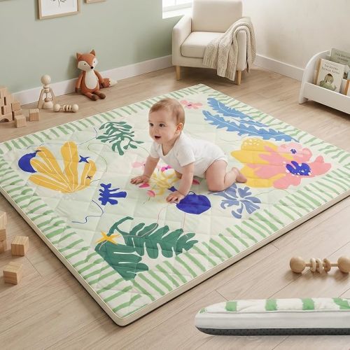 1.6" Thick Baby Play Mat, 50x50 Removable & Machine Washable Cover