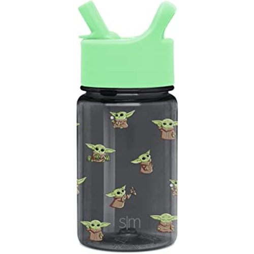 Simple Modern Star Wars The Mandalorian Baby Yoda Grogu Kids Water Bottle Plastic BPA-Free Tritan Cup with Leak Proof Straw Lid | Durable for Toddlers, Boys | Summit Collection | 12oz