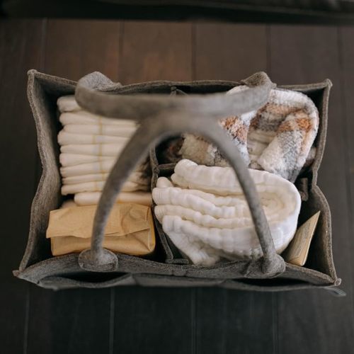 Parker Baby Diaper Caddy - Nursery Storage Bin and Car Organizer for Diapers and Baby Wipes (Peppercorn, Regular)
