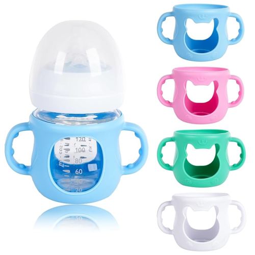 4 Pack Silicone Sleeves for Avent Glass Bottle, Anti Breakage Baby Bottles Holder - BPA-Free, Food-Grade, Compatible with Philips Avent Natural Glass Baby Bottles (4 oz)