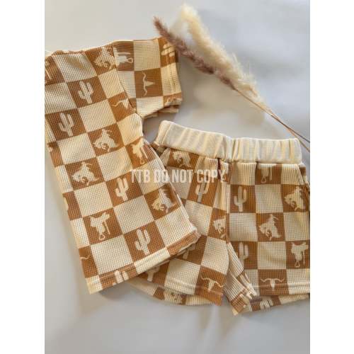 Cowboy Checkers Waffle Knit Sets