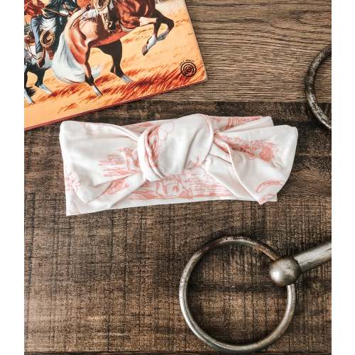 Pink Horses Toile Bamboo Knotted Bow