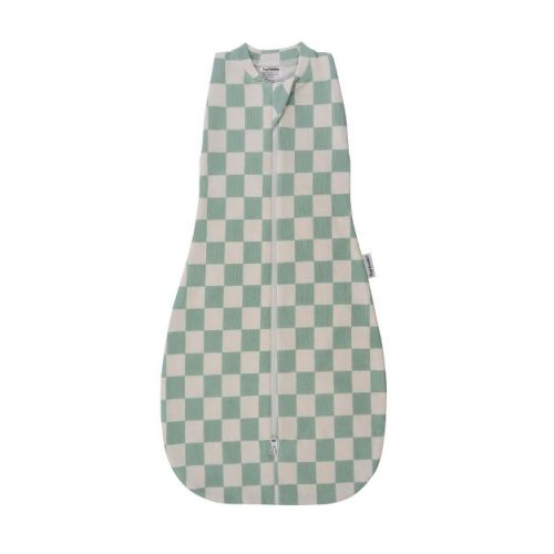 Tiny Twinkle Sleep Sack1.0 TOG, 95% Cotton & 5% Elastane, Supersoft Micro-Fleece Wearable Blanket with Swaddle Transition Sage Checkers