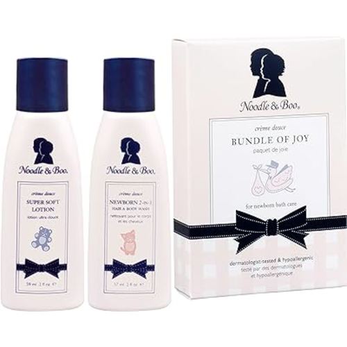 Noodle & Boo Bundle of Joy Newborn Baby Gift Set ; Newborn 2-in-1 Hair & Body Wash, Super Soft Baby Lotion