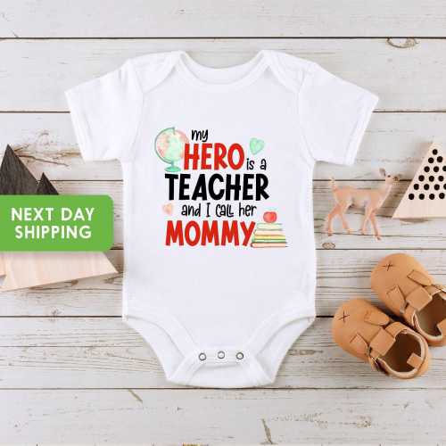 My Hero Is Mommy Bodysuit or Shirt, Teacher Baby Shower Gift, Mom Toddler Shirt, Mother's Day Gift, Teacher Mother Shirt for Kids