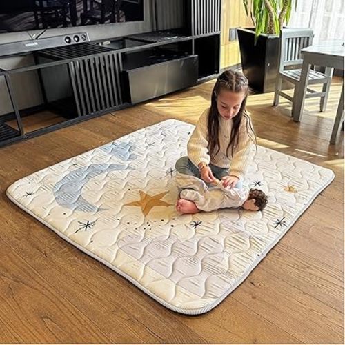 MioTetto Baby Mat for Floor, 50" x 50" Playpen Mat, Thick Soft Foam Padding Baby Play Mat, Portable Quilted playmat - Washable Baby Floor Play mat, Non-Slip Play Mat for Babies & Toddlers
