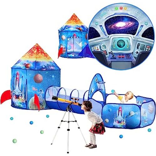 PigPigPen 3pc Kids Play Tent for Boys with Ball Pit, Crawl Tunnel, Princess Tents for Toddlers, Baby Space World Playhouse Toys, Boys Indoor& Outdoor Play House, Perfect Kid’s Gifts