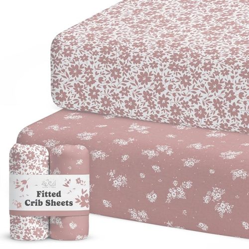 Sorrel + Fern Baby Crib Sheets Neutral, Fitted 2-Pack (Magic Forest)