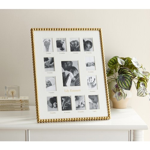 Antique Brass Bead First Year Frame | Pottery Barn Kids