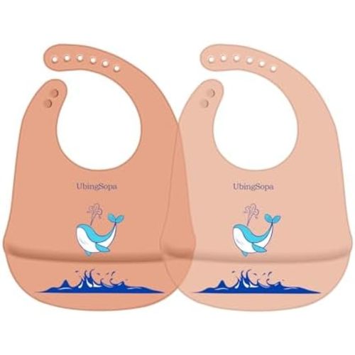 Silicone Baby Bibs – Adjustable, Soft, Waterproof & Durable, with Large Food-Catching Pocket, Feeding-Friendly