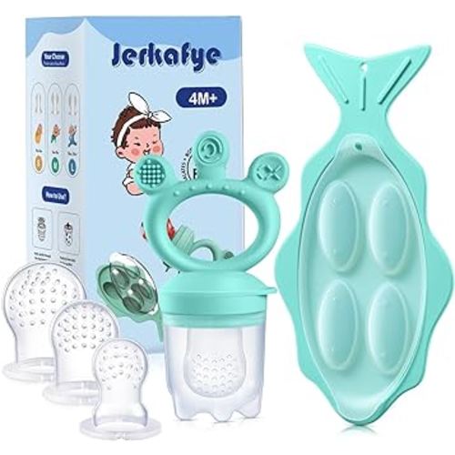 Baby Fruit Feeder-Breastmilk Popsicle Molds Combo, Baby Food Feeder Pacifier Silicone BPA Free Teether Mesh Fruit Food Feeder for Baby with Ice Cube Tray, Milk Popsicle Molds for Teething 4 Month+