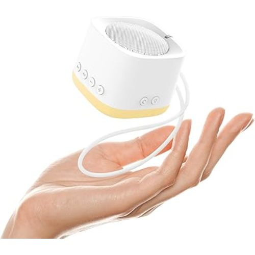 Portable White Noise Machine,Mini Sound Machine for Travel with Breathing Night Light,16 Soothing Sounds,Timer,Rechargeable Brown Noise Machines for Sleeping Adults Gift,Office Privacy,Home (White)