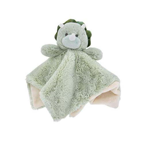 K. Luxe Baby Security Blanket Lovey with Rattle (Green Dinosaur)