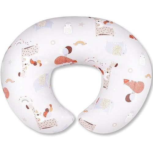Nursing Pillow, Breastfeeding Pillows with Standard Size Removable Cover, Breast Feeding Pillow with Breathable Filling, Ergonomic Nursing Essentials for Bottle and Breastfeeding- Animal Gray