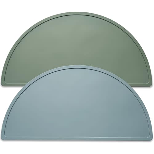 Mubobiee Silicone Placemats for Babies, Toddlers & Kids, BPA-Free Non-Slip Baby Table Mat Food Mats, 2 Pack
