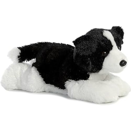 Aurora® Adorable Flopsie™ Border Collie Stuffed Animal - Playful Ease - Timeless Companions - Black 12 Inches