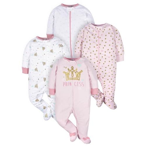 Gerber Baby-Girls 4 Pack Sleep 'N Play Footie