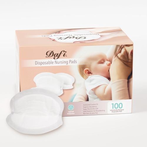 DAFI Stay Dry Disposable Nursing Pads, Breast Pads for Leaking Milk Soft and Super Absorbent, Breastfeeding Pads Postpartum Essentials for Moms,100 Count