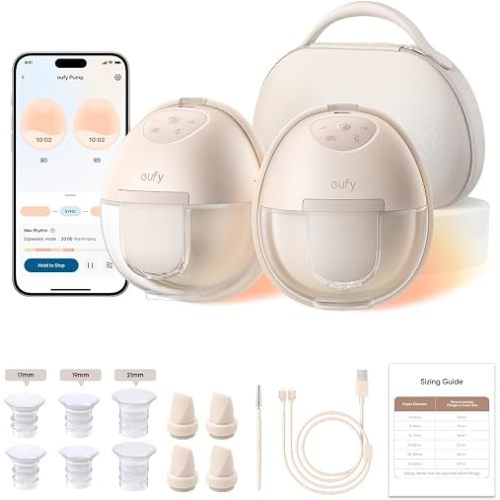 eufy Security Heated Wearable Breast Pump S1 Pro, Slim Hands-Free with Industry-Leading HeatFlow Tech, Wireless Charging Case, App-Controlled OptiRhythm, 300 mmHg Strong Suction, in-Bra Use