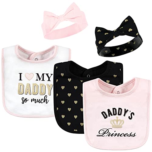 Hudson Baby Unisex BabyCotton Bib and Headband or Caps Set