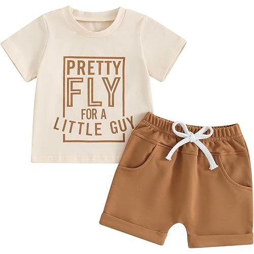Engofs Toddler Baby Boy Summer Clothes Short Sleeve T-Shirt Tops Shorts Set 2Pcs Casual Outfit
