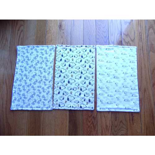 Set of 3 Snoopy Burp Cloths - Baby Shower Gift