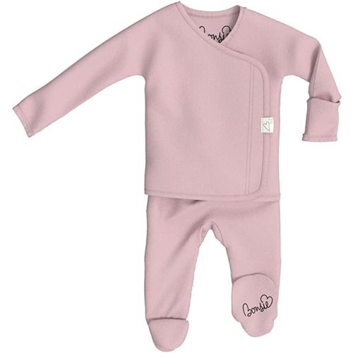 Bonsie Skin to Skin Babywear Footie - Pink Baby Footed Bodysuit - Peony