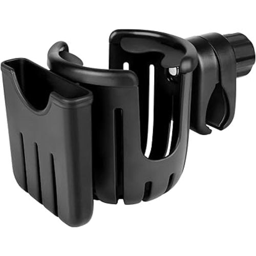 Accmor Stroller Cup Holder with Phone Holder, Bike Cup Holder, 2-in-1 Universal Cup Phone Drinks Holder for Stroller Walker Wheelchair, Black