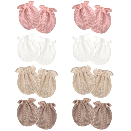 BQUBO Newborn Infant Toddler Mittens No Scratch Cotton Elastic Wrist Gloves Hypoallergenic for 0-6 Months Baby Boys Girls