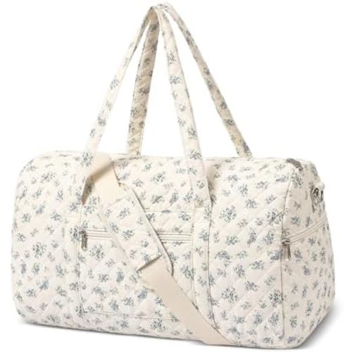 Gym Bag for Women, Cute Duffle Bag, Quilted Duffle Bag for Travel, Floral Duffle Bags, Weekend Bag with Zipper Pocket Dance Bag Organizer