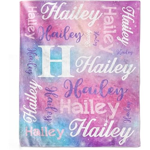 Personalized Baby Blankets for Girls, Custom Blanket with Name Flannel Toddler Throw Blanket Baby Essentials Personalized Gifts for Kids, Baby Newborn, Newmom, Adults